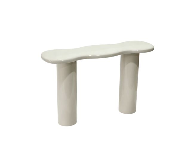 Mesa de apoio em mdf lacada na cor latte cremoso brilhante