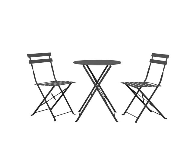 Conjunto de mesa e cadeiras de jardim lisboa para 2 pessoas noir