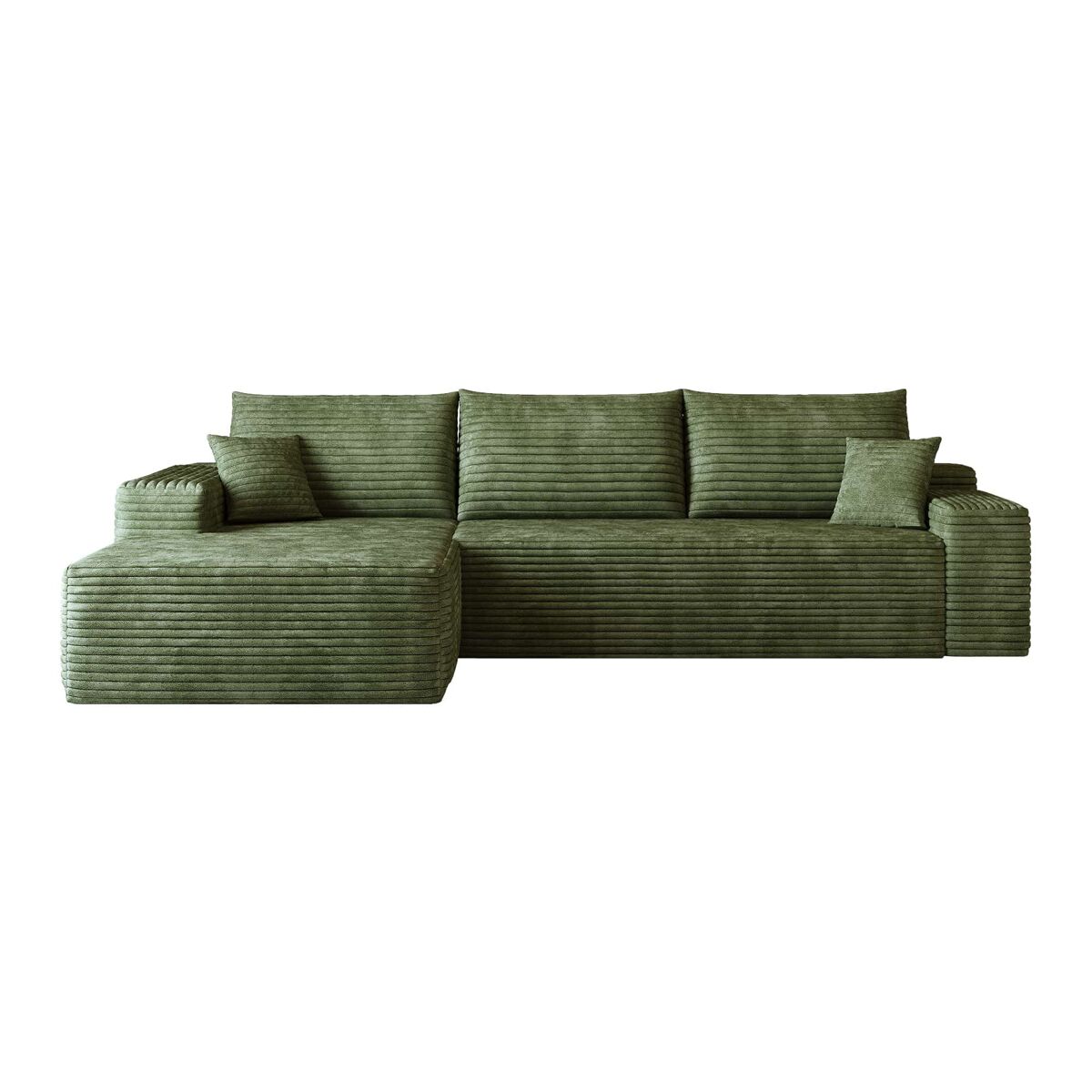 Sofá modular de canto de 270 cm - 3 lugares, chaise longue em l, assento profundo - verde