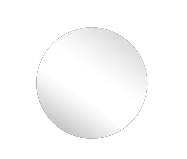 Espelho de parede redondo sem moldura de vidro temperado anti-explosão hd com revestimento impermeável para casa de banho 80cm