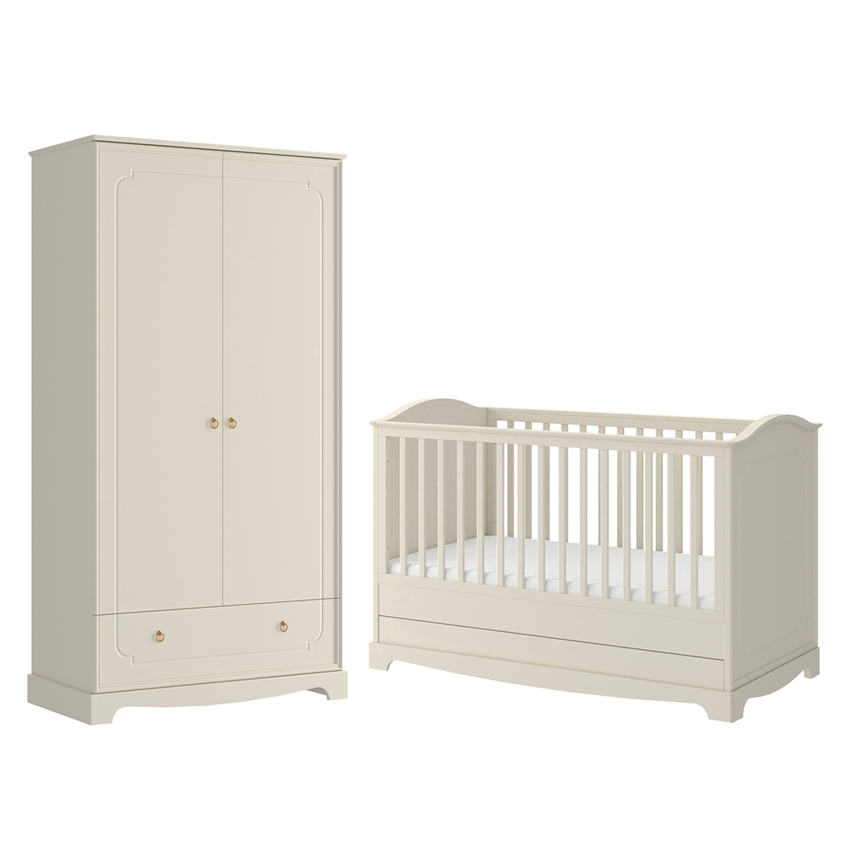 Berço evolutivo 70x140 e roupeiro 2 portas bellamy royal beige