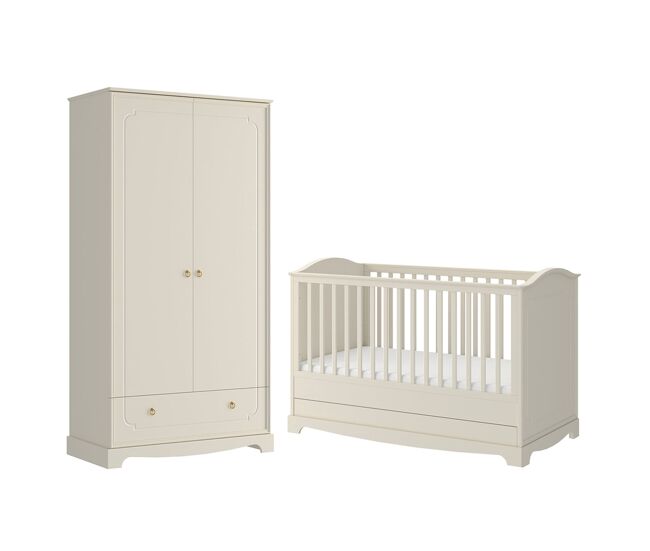 Berço evolutivo 70x140 e roupeiro 2 portas bellamy royal beige