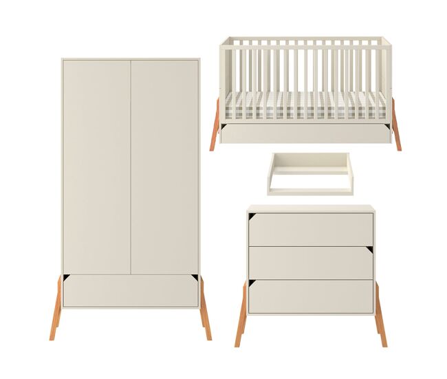 Berço evolutivo 70x140 muda-fraldas e roupeiro 2 portas bellamy lotta cachemire