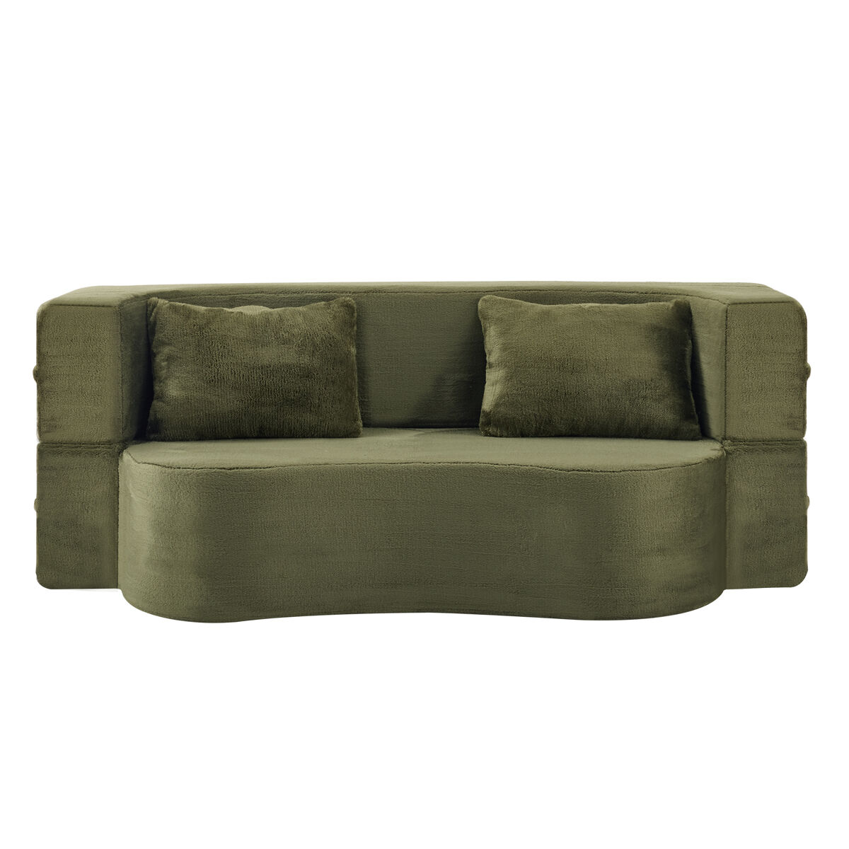 Sofá-cama de 2 lugares - dobrável, futon comprimido, sem montagem - verde