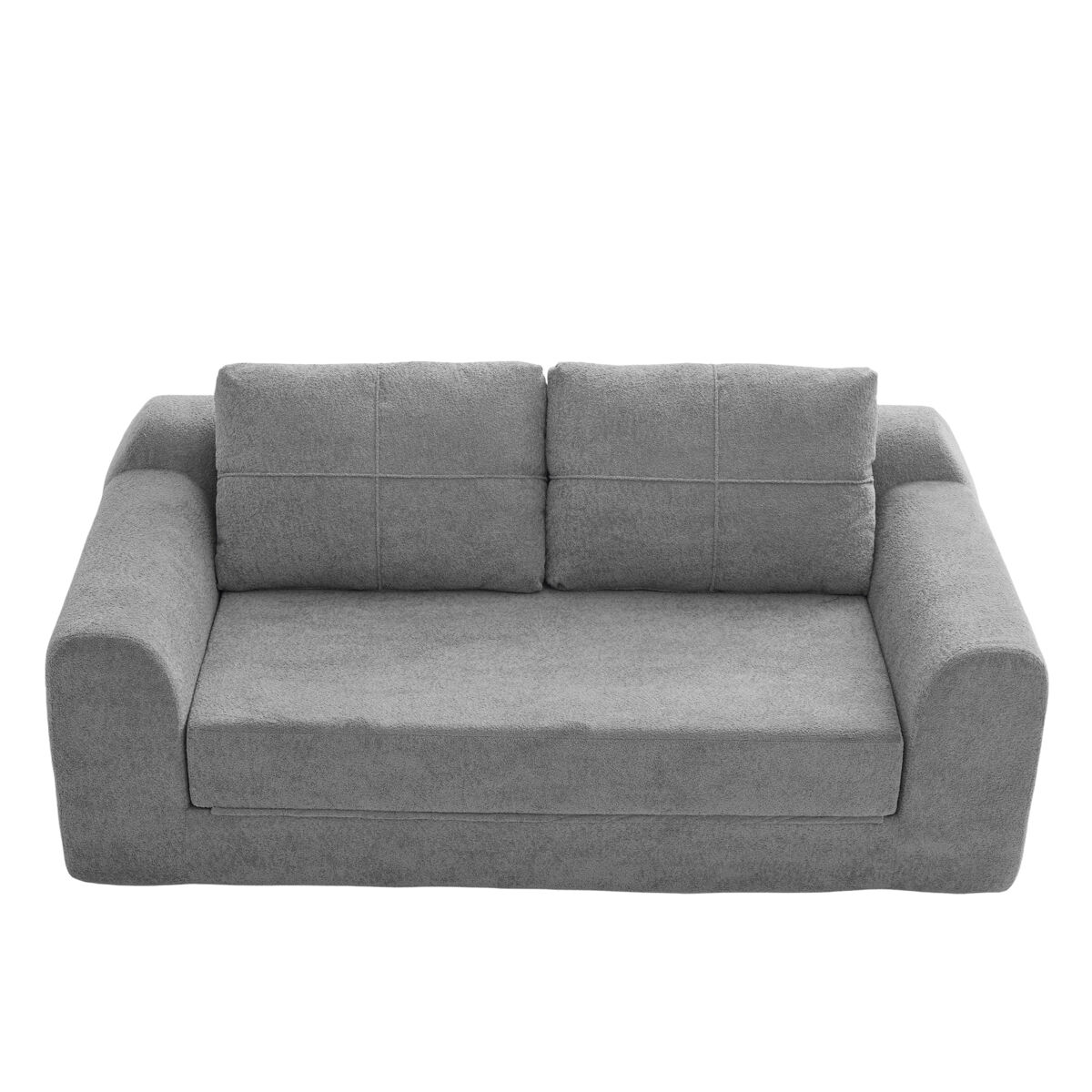 Sofá-cama dobrável de 2 lugares - conversível, moderno, com almofada e futon - cinza escuro