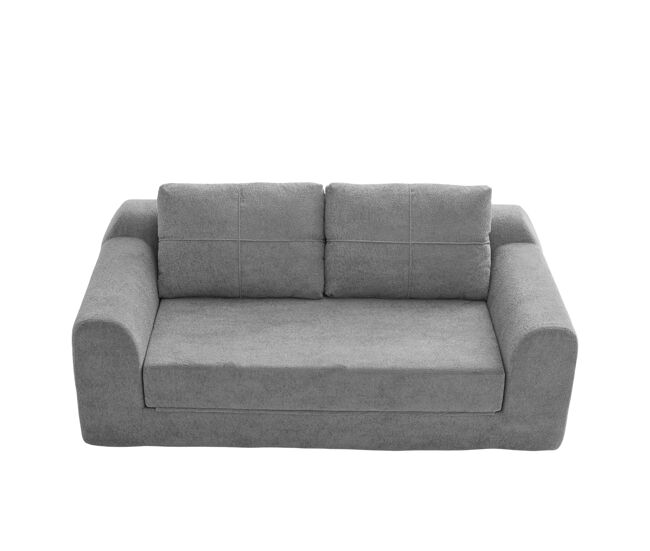 Sofá-cama dobrável de 2 lugares - conversível, moderno, com almofada e futon - cinza escuro