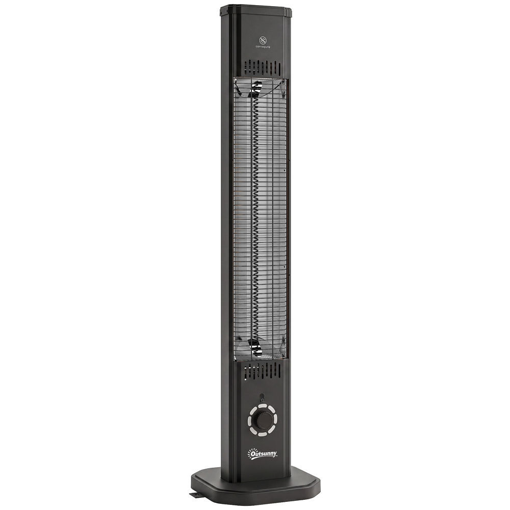 Outsunny aquecedor de infravermelhos para terraço 2000 w, elétrico de chão ou parede com comando, ip65, 8 níveis, temporizador 8 h e capa