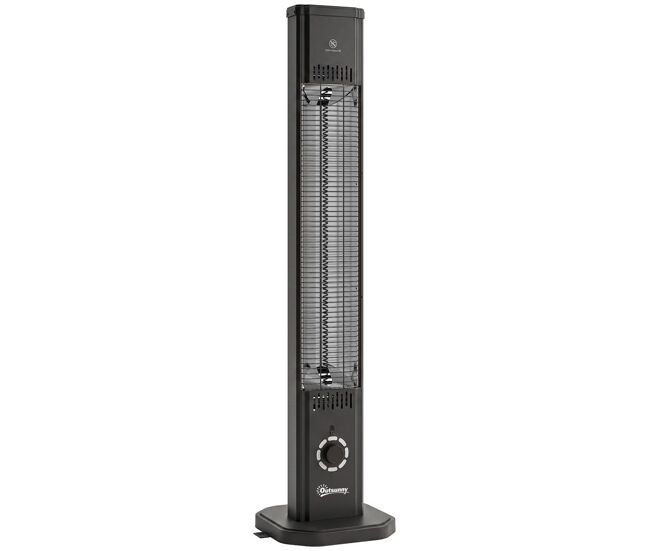 Outsunny aquecedor de infravermelhos para terraço 2000 w, elétrico de chão ou parede com comando, ip65, 8 níveis, temporizador 8 h e capa