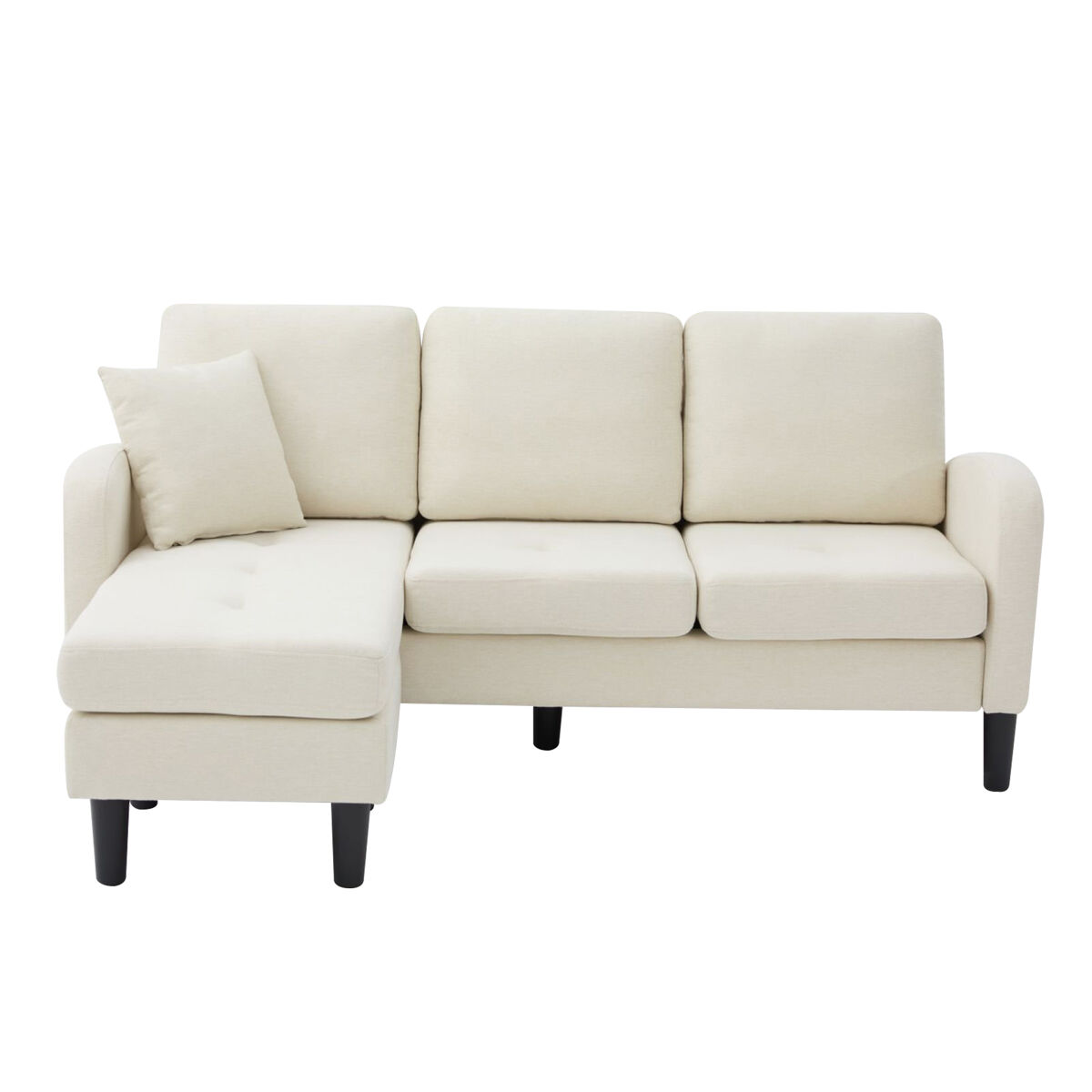 Sofá de canto de 3 lugares 166x118x77 cm - chaise longue, algodão-linho, modular - bege