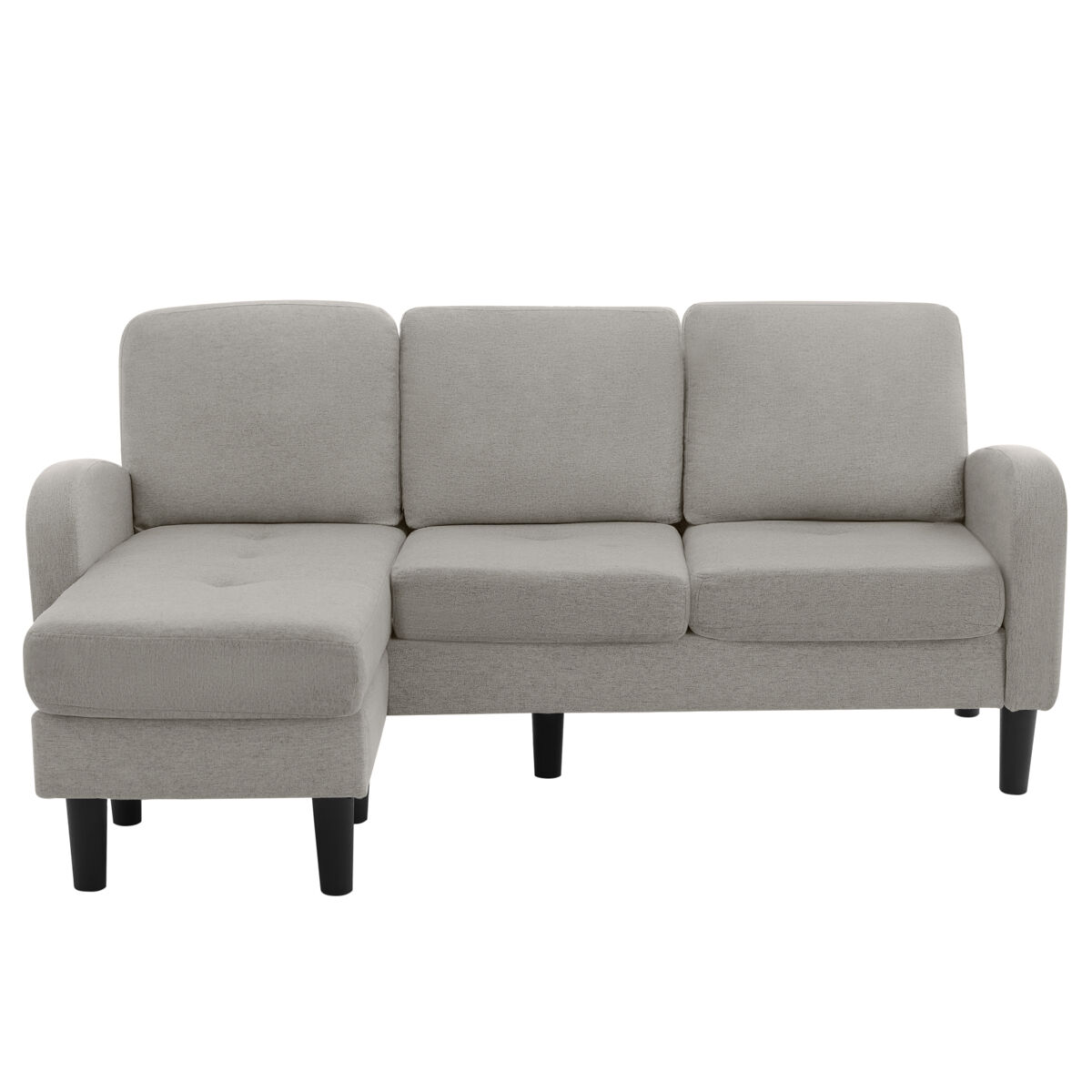 Sofá de canto em l de 3 lugares 166x118 cm - modular com chaise longue - cinzento