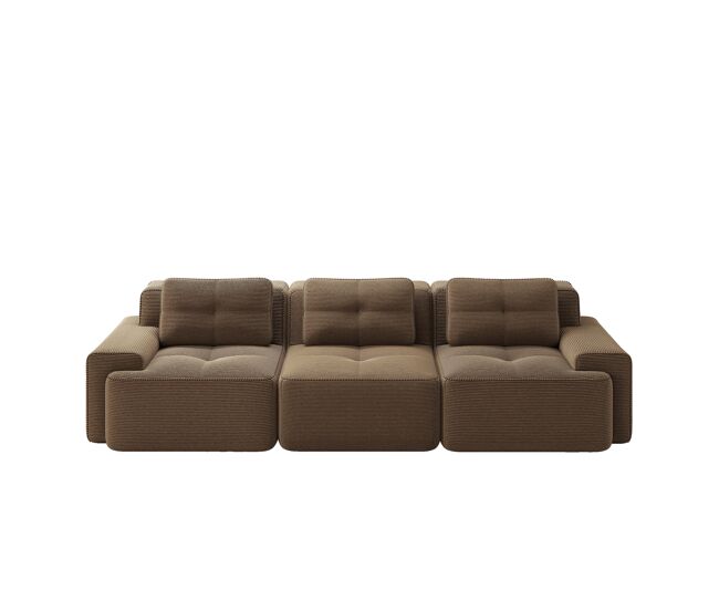 Sofá modular de 3 lugares - cloud, profundo e confortável em veludo canelado, montagem livre - castanho