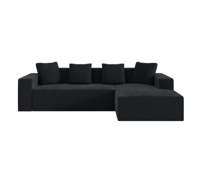 Sofá modular de 3 lugares - cloud moderno com chaise longue, assentos profundos - preto