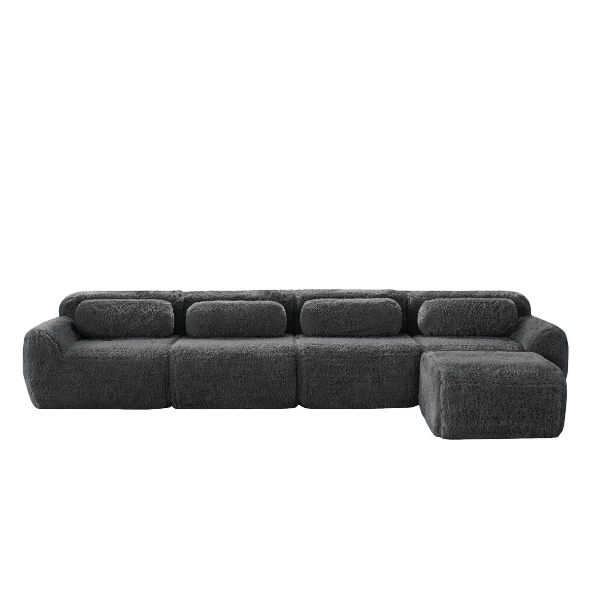 Sofá modular em l para 4 pessoas - sem montagem, chaise longue - cinzento