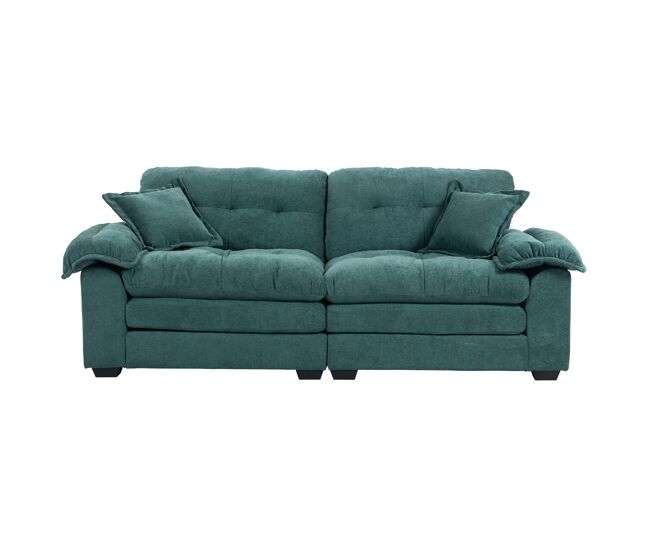 Sofá individual profundo 213 cm - chenille, almofada dupla (memory + molas) - verde