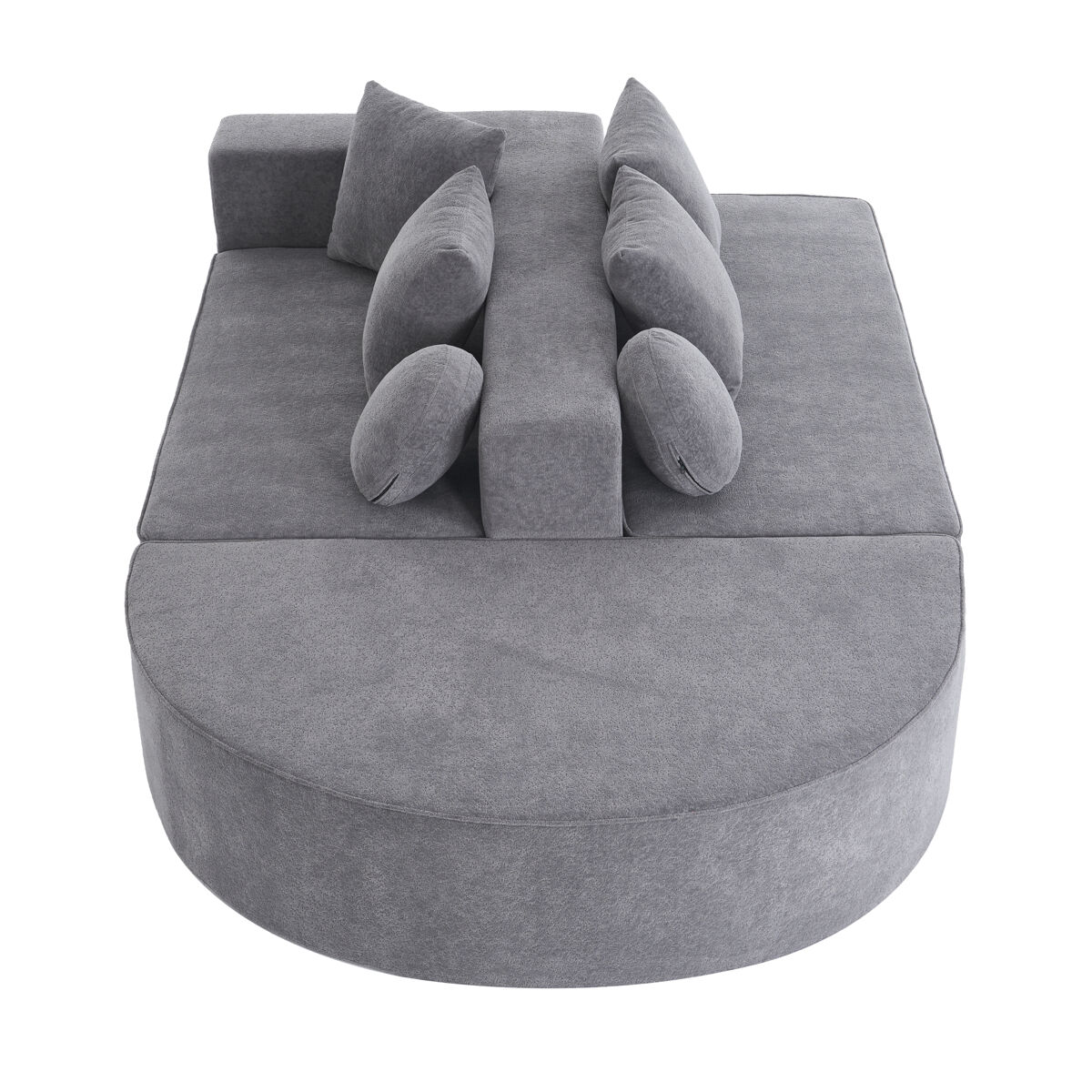 Sofá modular de 5 lugares - moderno, sem montagem, chenille confortável - cinza