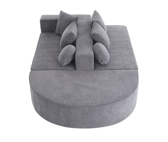Sofá modular de 5 lugares - moderno, sem montagem, chenille confortável - cinza