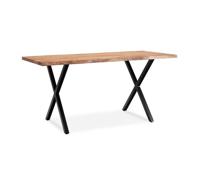 Mesa 160 x 80 x 76 cm em madeira maciça de acácia / metal, borda viva; mesa de escritório