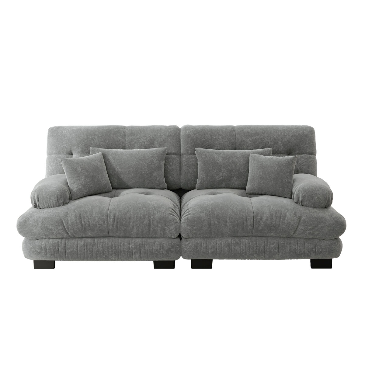 Sofá cloud 2 lugares - chenille com 2 almofadas lombares e 2 almofadas decorativas - cinza