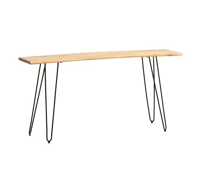 Mesa 150 x 36 x 75 cm em madeira maciça de acácia / metal borda viva; mesa home office