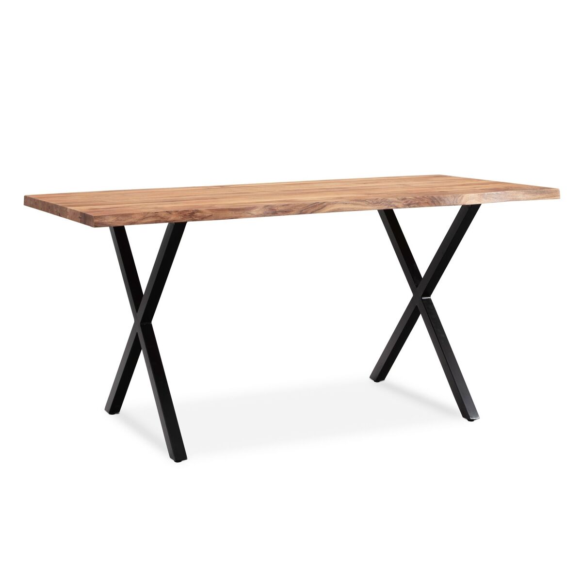 Mesa 140 x 80 x 76 cm em madeira maciça de acácia / metal, borda viva; mesa de escritório