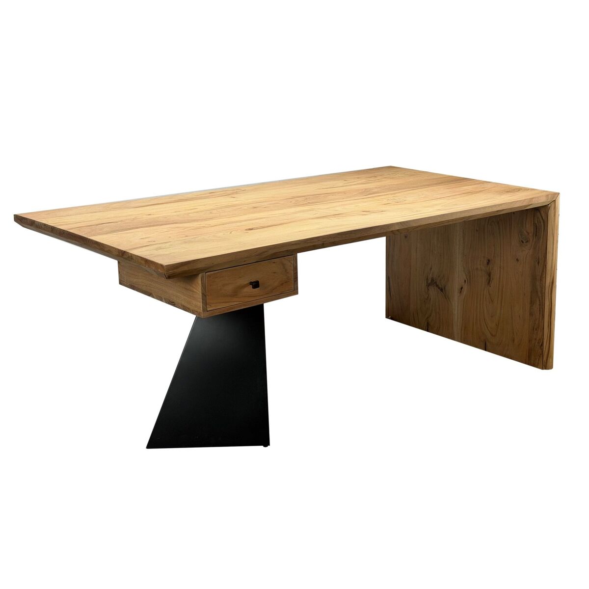Mesa em madeira maciça de acácia 180 x 90 cm retangular com gaveta