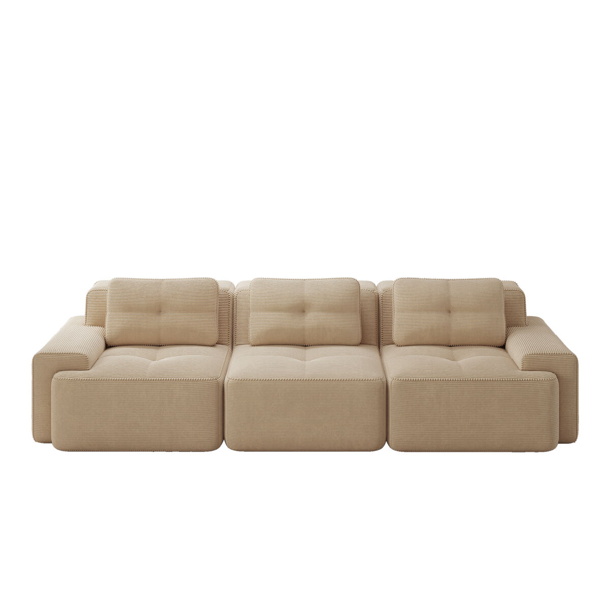 Sofá modular de 3 lugares - modulares cloud-sofa de veludo cotelê, confortável e sem montagem - bege