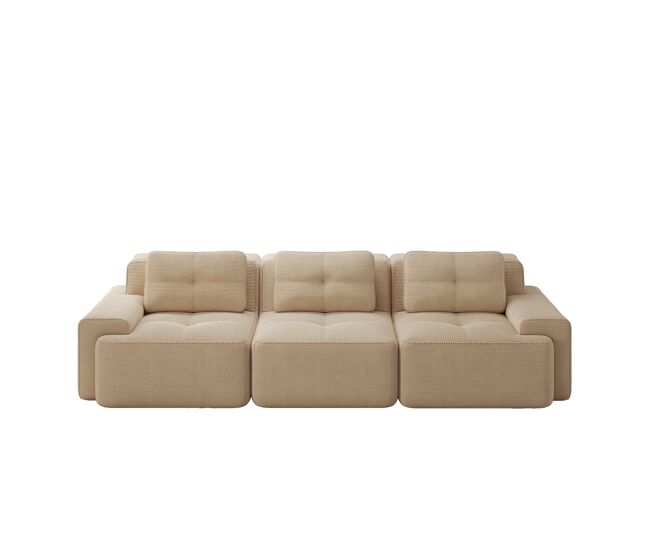 Sofá modular de 3 lugares - modulares cloud-sofa de veludo cotelê, confortável e sem montagem - bege