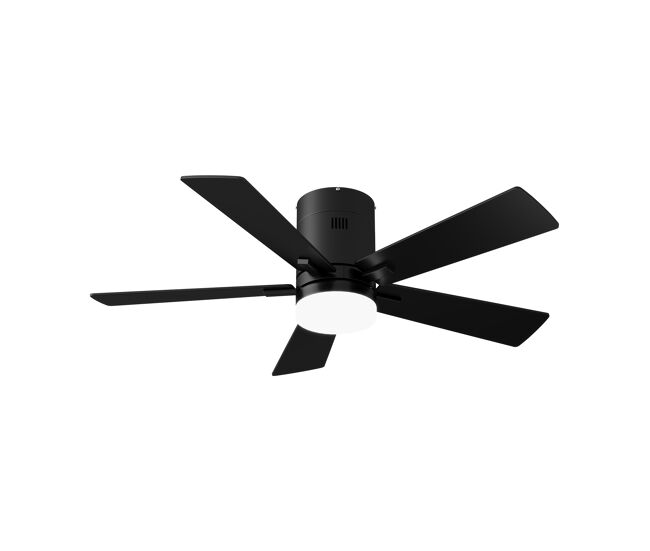Ventilador teto preto 42 polegadas luz, 5 pás motor dc silencioso montagem baixa