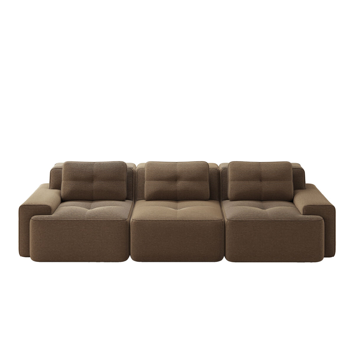 Sofá modular de 3 lugares - cloud, profundo e confortável em veludo canelado, montagem livre - castanho