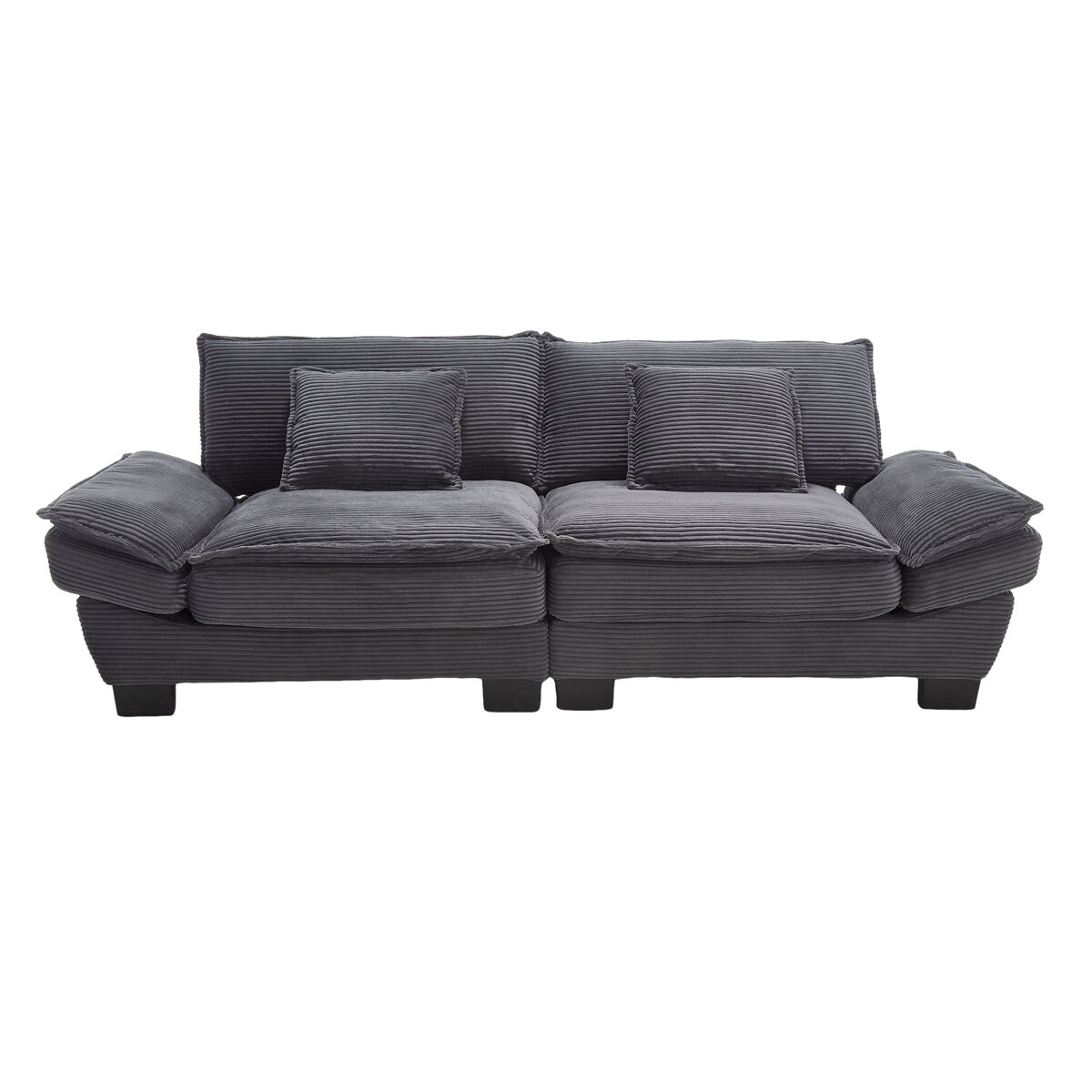 Sofá duplo moderno - simples, com cama dobrável, almofada incluída, confortável e espaçoso - cinza escuro