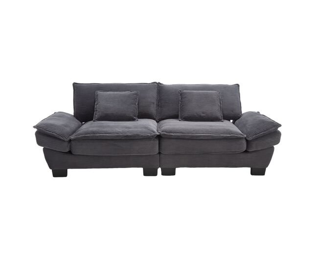 Sofá duplo moderno - simples, com cama dobrável, almofada incluída, confortável e espaçoso - cinza escuro