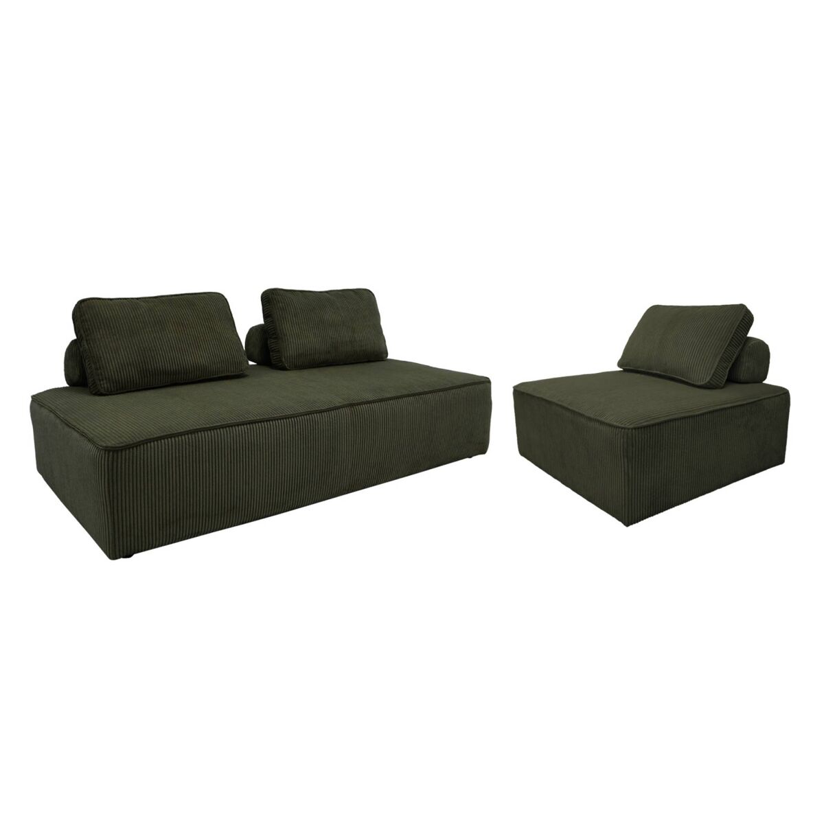 Sofá modular em tecido veludo canelado de 3 lugares - 180x90x78 cm
