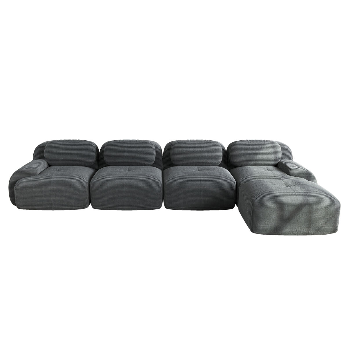Sofá de canto de 4 lugares - 32d acolchoado de alta elasticidade, antiderrapante, com chaise longue, apoios de braços extra largos, combinável - gris