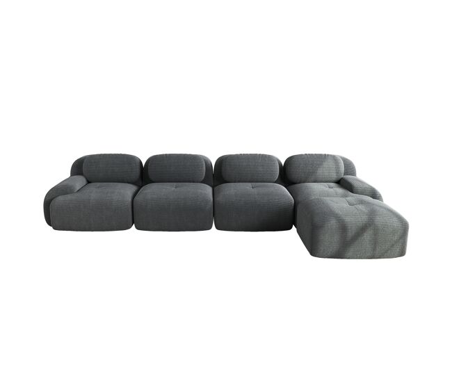 Sofá de canto de 4 lugares - 32d acolchoado de alta elasticidade, antiderrapante, com chaise longue, apoios de braços extra largos, combinável - gris