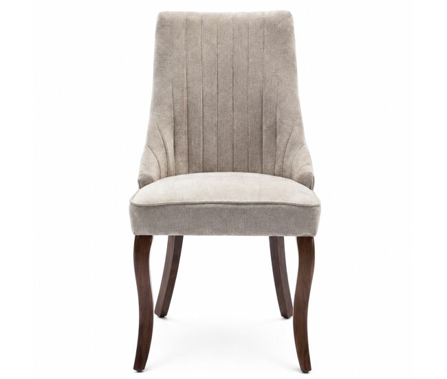 Cadeira de sala de jantar 2 unidades - estofada em chenille confortável com pernas de madeira curvadas - bege