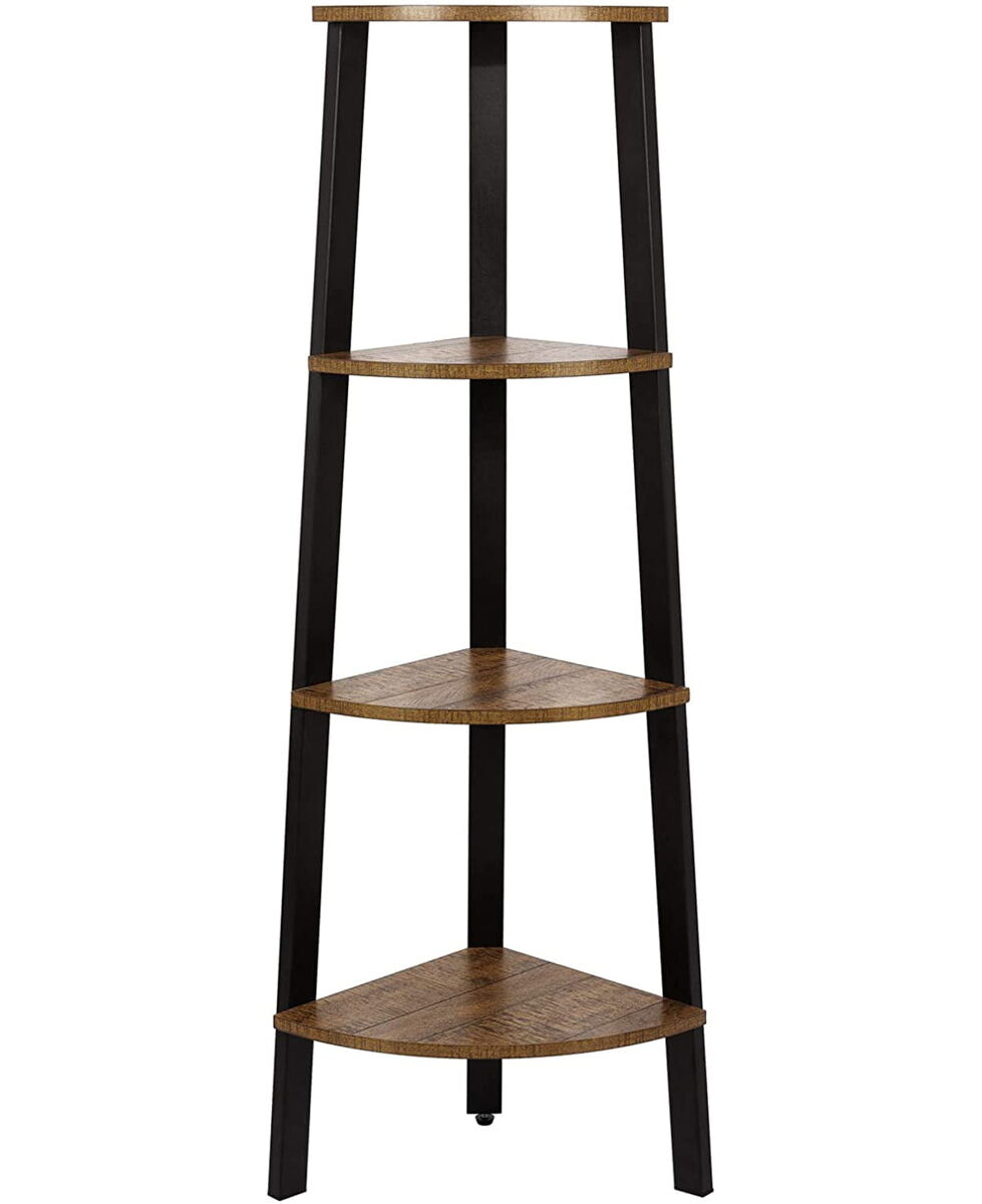 Estante de canto 125 cm, preto/castanho