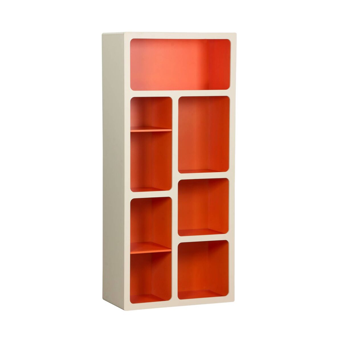 Étagère de biblioteca orgânica decoração madeira bicolor 8 compartimentos orange - 80x40x180 cm