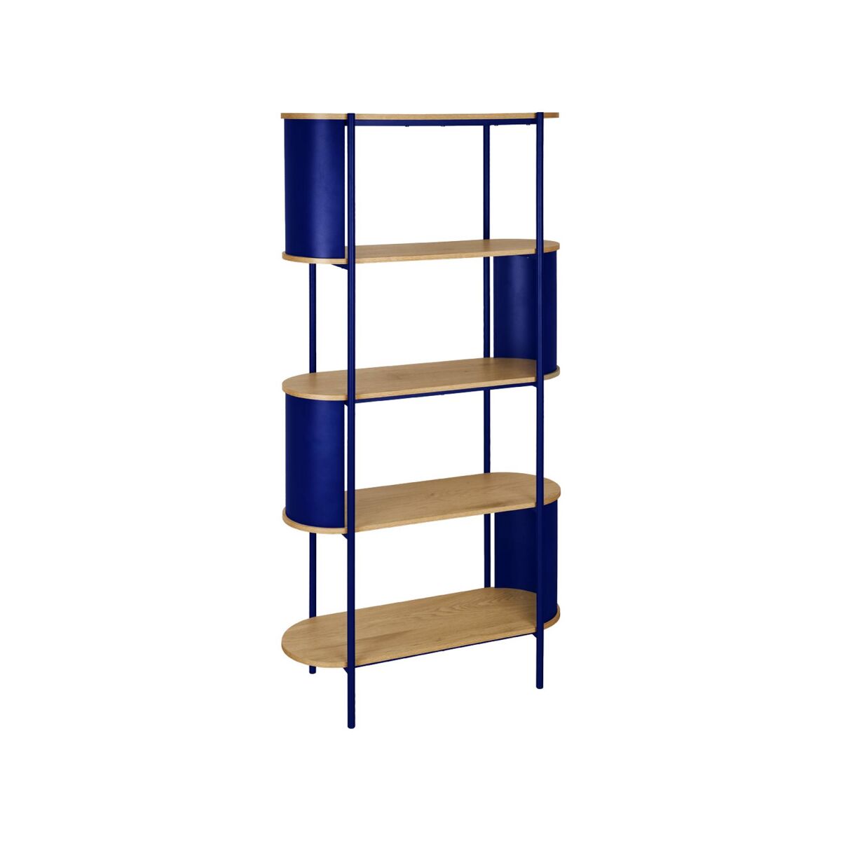 Étagère de biblioteca em metal com acabamento em madeira e 5 étagères bleu - 80x33.8x172 cm
