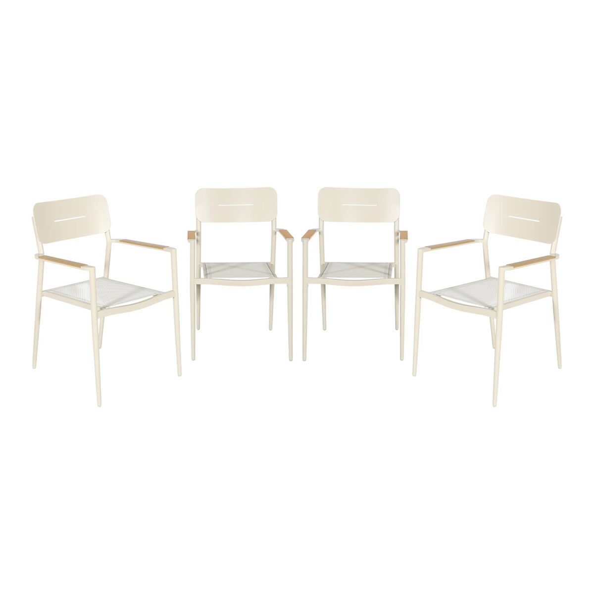 Cadeira de jardim em alumínio e textilene, set de 4 bege - 58x56x86 cm