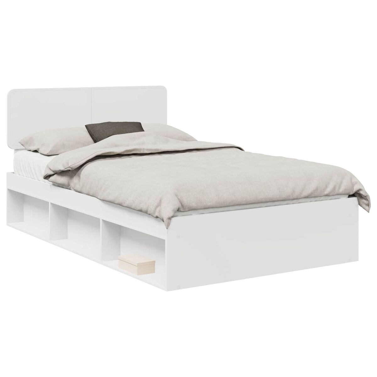 Estrutura da cama de casal simple com cabeceira branco 120 x 190 cm