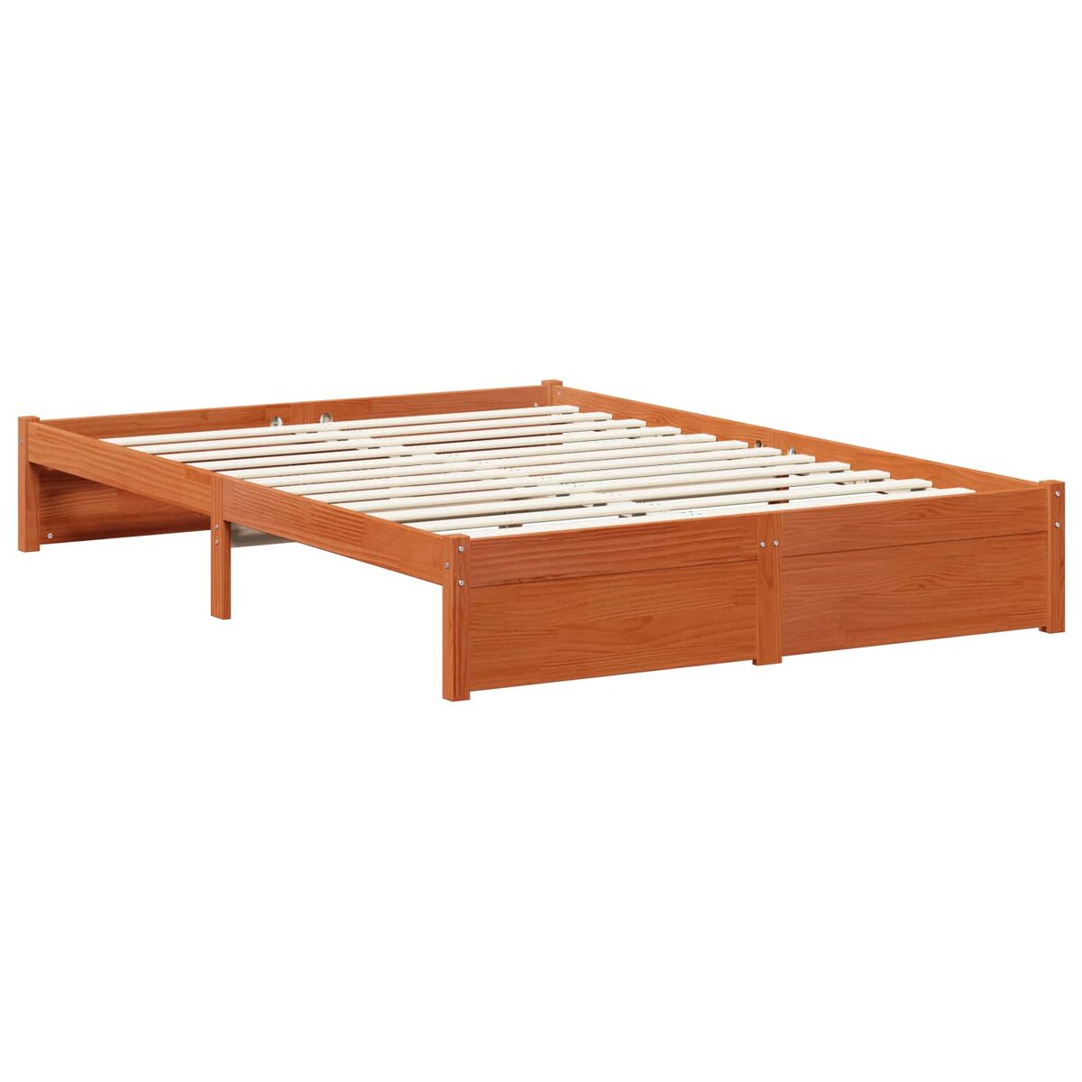 Estrutura da cama de casal simple 3 pcs marrom cera madeira de pinho sólido