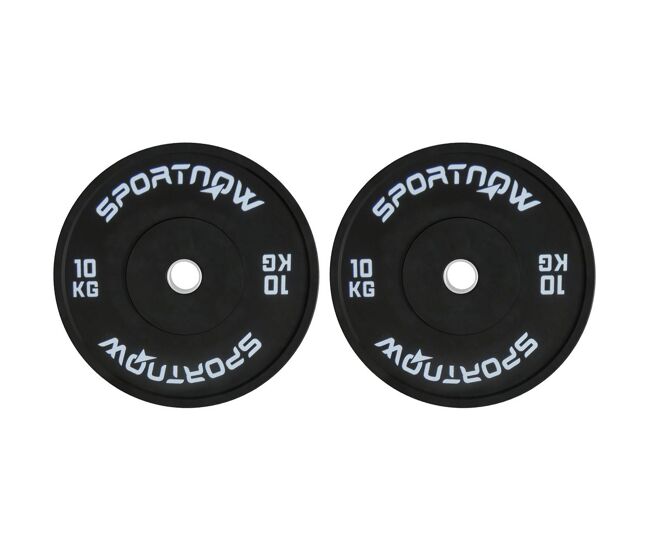 Sportnow conjunto de 2 anilhas olímpicas 10 kg, ø50 mm, em borracha, para barras e halteres, noir