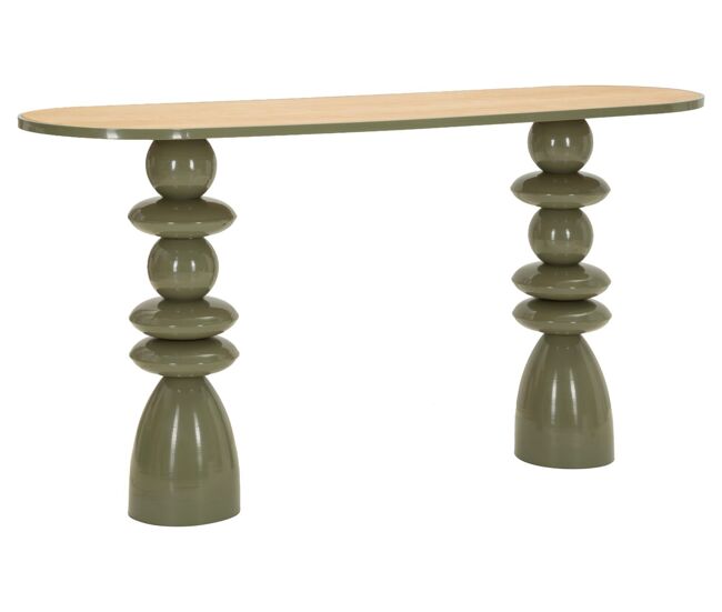 Consola em metal com tampo de madeira 150 × 45 × 77,5 cm