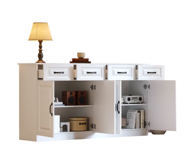 Aparador de mdf com 4 portas e 4 gavetas,branco