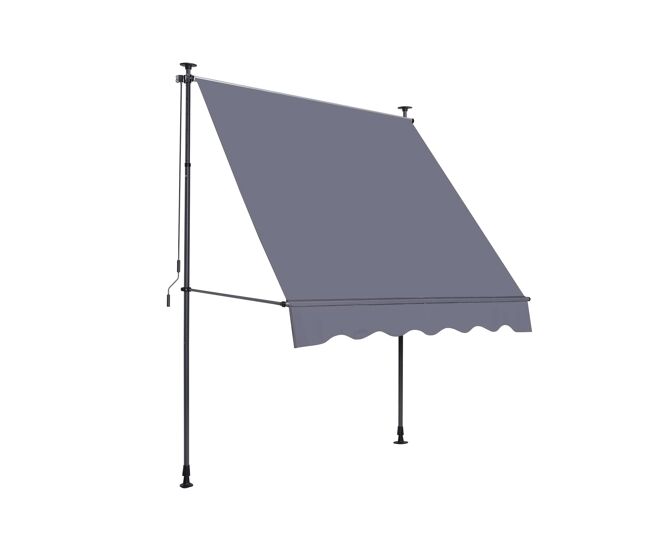 Toldo com braço articulado 200 x 120 cm - ajustável em altura, sem necessidade de perfuração, com manivela, proteção uv - cinzento