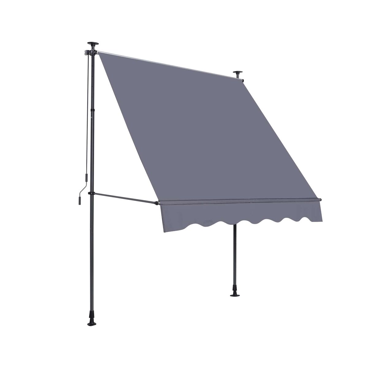 Toldo para varanda 300 x 120 cm - ajustável em altura, sem necessidade de perfuração, com manivela, proteção uv para exterior - cinzento