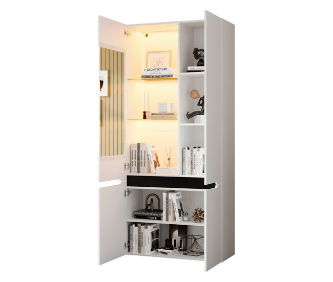 Vitrine de mdf com 4 portas e luz led,branco