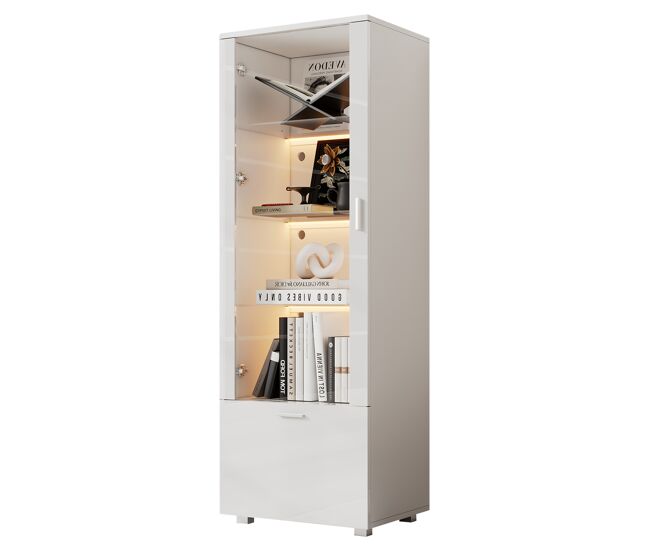 Vitrine de painel de partículas com 2 portas e luz led,branco