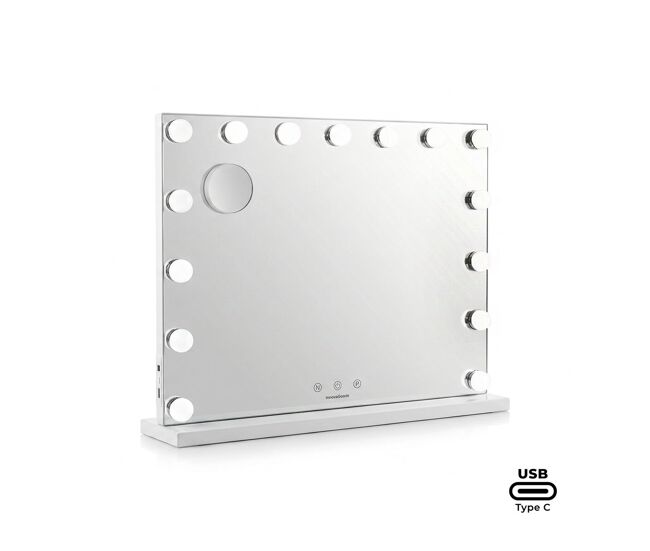 Espelho hollywood, 15 led, 3 tons, brilho regulável innovagoods