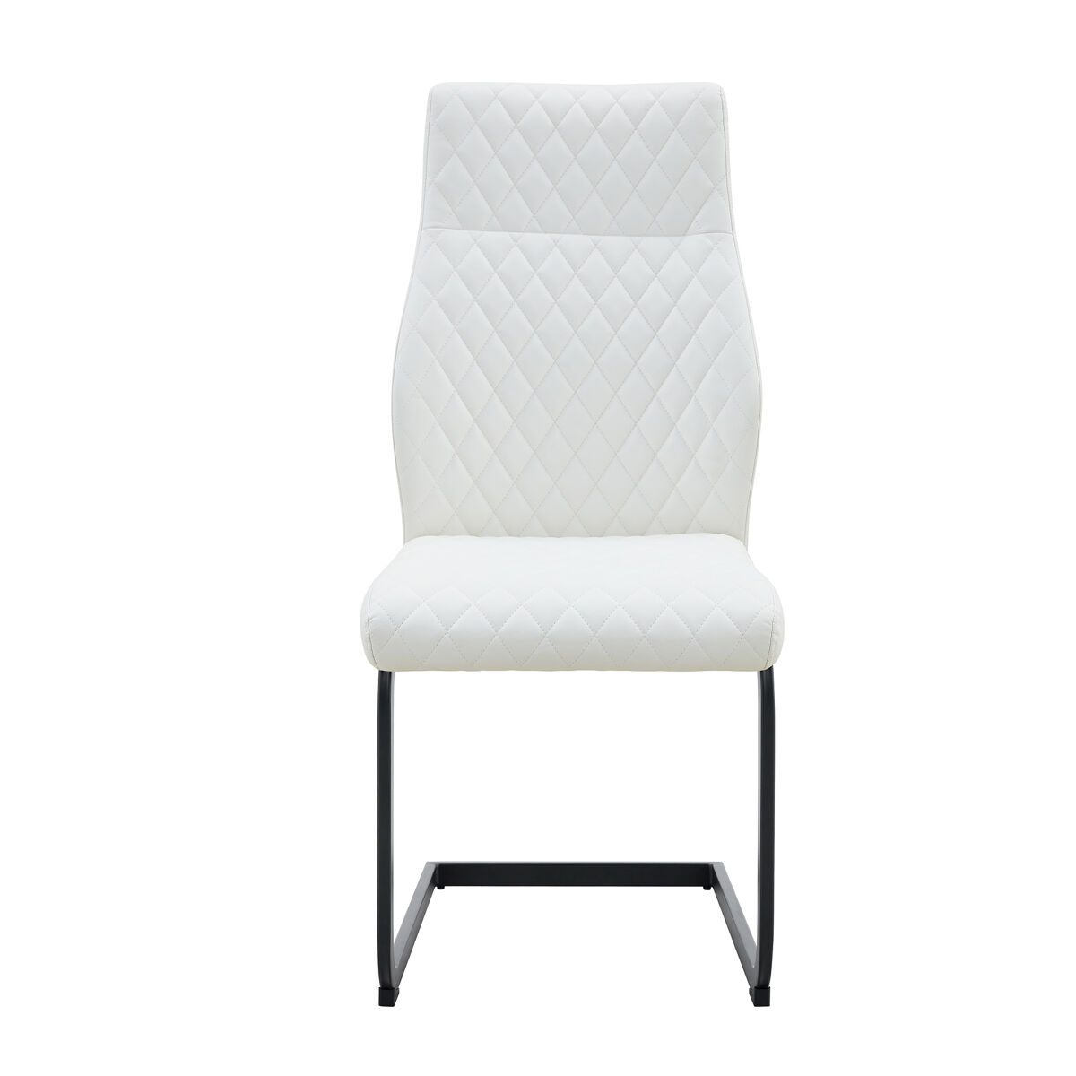 Conjunto mesa e cadeiras jantar 3 peças - mesa redonda vidro ø85 cm com 2 cadeiras pu brancas de encosto alto e capitonê losango - elegante